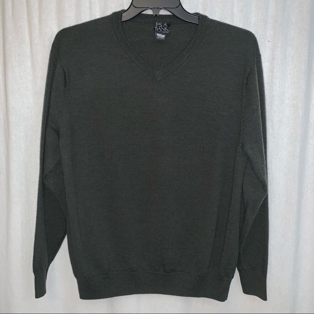 Jos A Bank Executive Collection Mens Merino Wool Blend Sweater Size L Moss Green